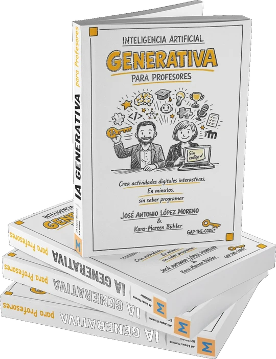 Varios ejemplares apilados del libro IA Generativa para Profesores